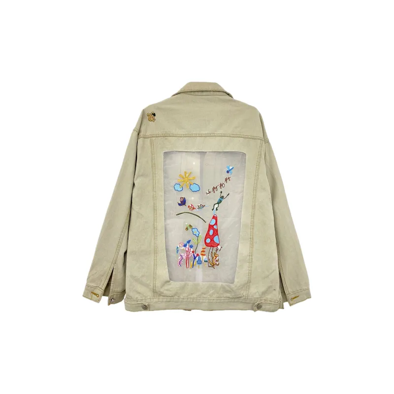 Icicofficial Denim Jacket Women's Patchwork Letter-1
