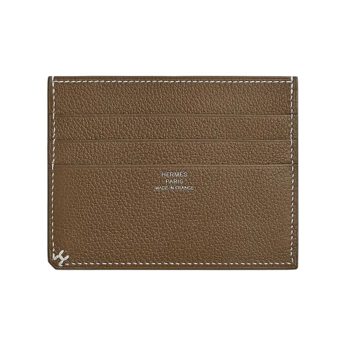 HERMES Card Holders 6T Toundra Moss Green With Brown Accents