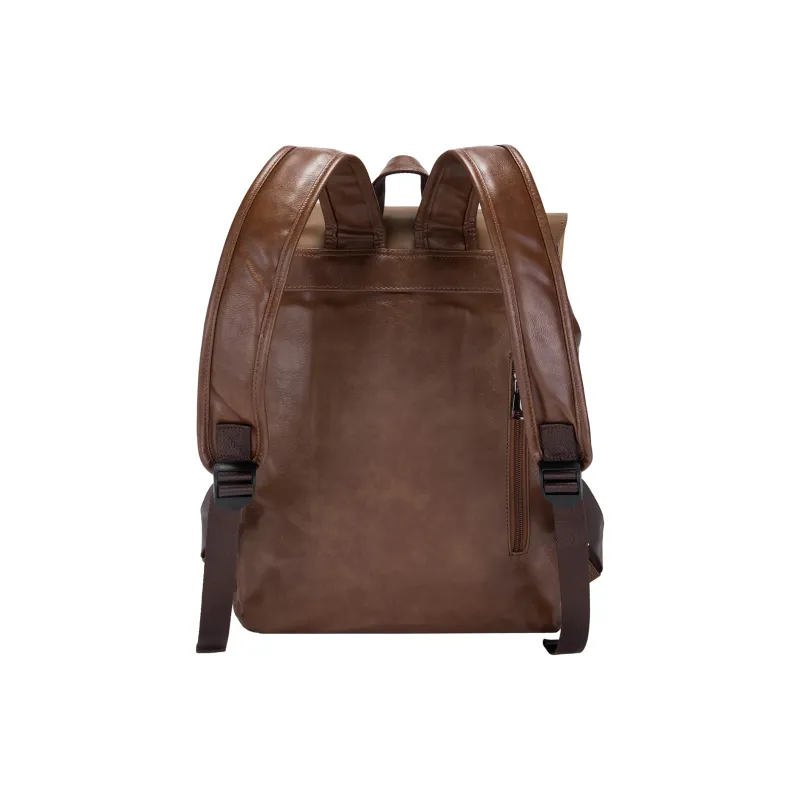 Slazenger Soft Leather Travel Backpack Backpack Students Backpack Medium Size Unisex Dark Brown Earth Tone-11