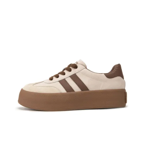 C°BANNER Low Top Skateboard shoes Bold 4cm Women's Beige Brown