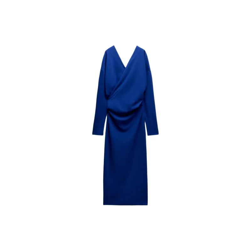 ZARA Long Sleeved Dress Women's Bright Blue-1