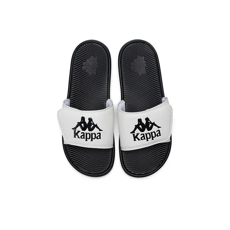 Kappa EVA Leather Patchwork Slip Resistant Abrasion Resistant Slide Slippers Unisex White Black-3