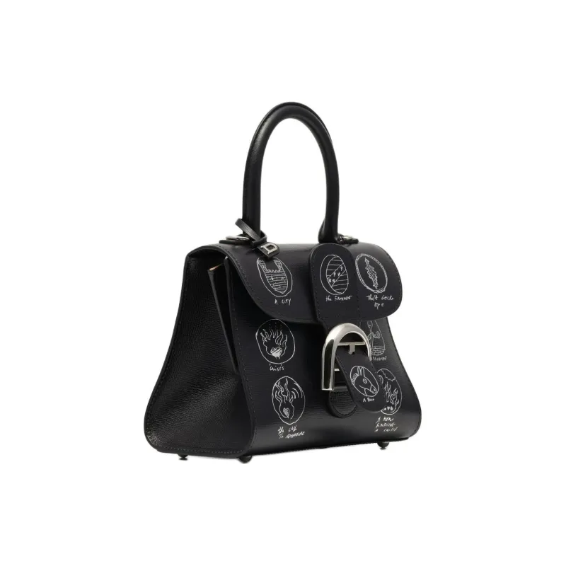 Delvau Calfskin Shoulder Bag Crossbody Bag Handbag Mini Women's Black-1