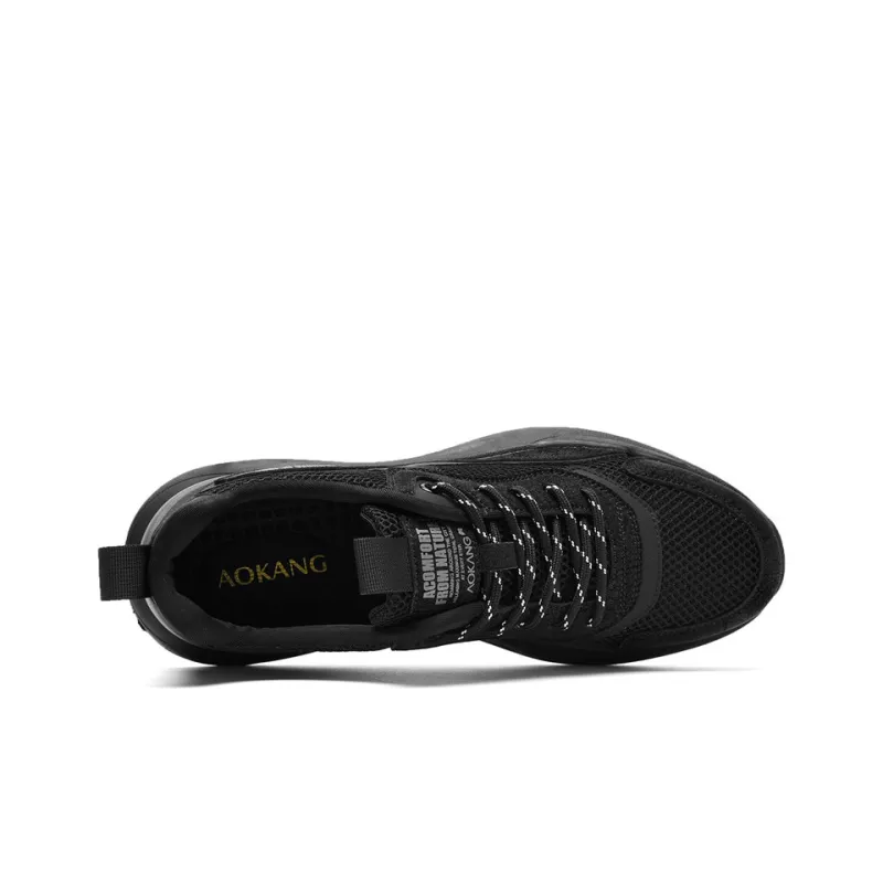 AOKANG Casual Shoes Men Low Top Gray, Gray Cut Out, Black, Black Gray-38