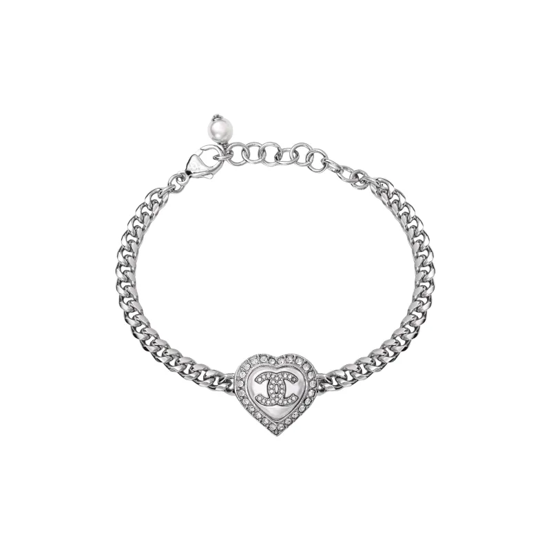 CHANEL Alloy Rhinestone Bracelets Women's Silver-0