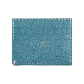 HERMES Evercolor Calfskin Card Holder Women's D2 New Bleu Jean Denim Blue