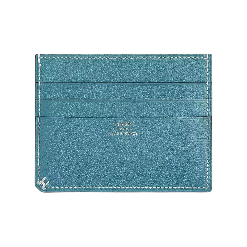HERMES Evercolor Calfskin Card Holder Women's D2 New Bleu Jean Denim Blue-0