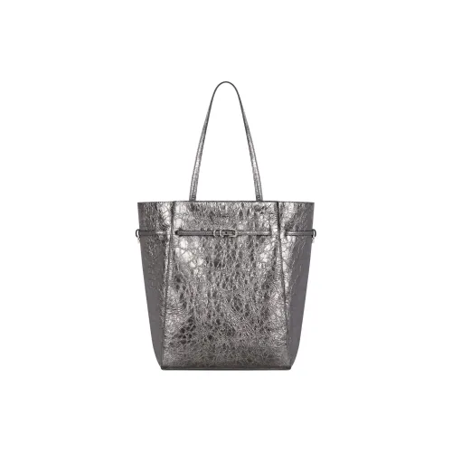 Givenchy Voyou Lambskin Tote Bag Shopping Bag Shoulder Bag Handbag Medium Size Women's Silver Gray