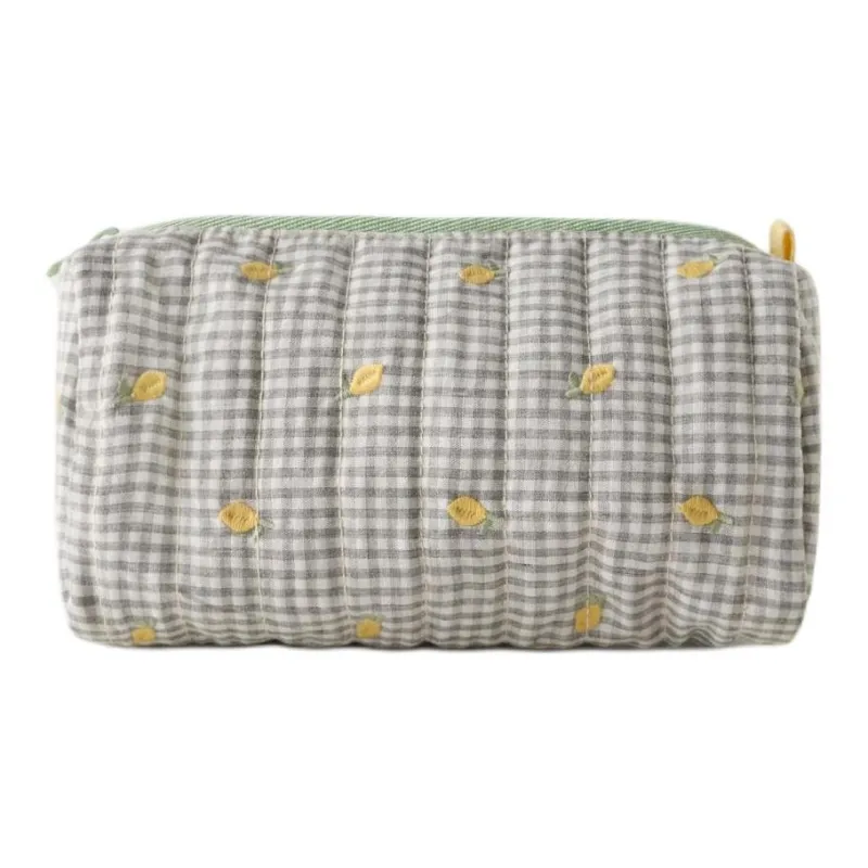 ZARA Cotton Toiletry Bag Regular Unisex Vichy White-3