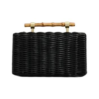 ZARA Rattan Box Bag, Shoulder Bag, Crossbody Bag, Handbag Small Size Women's Black