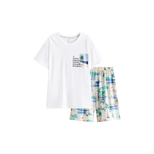 FENTENG Pajama Set Men's Elegant White