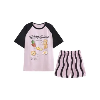GUKOO Pajama Set Women's Gray Purple
