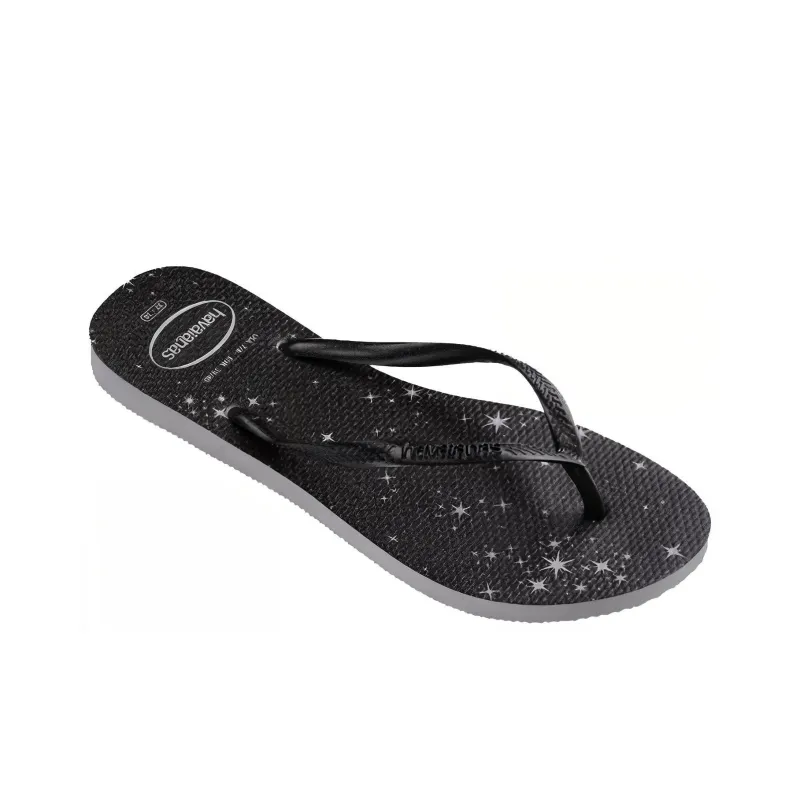 Havaianas Abrasion Resistant Slip Resistant Flip Flops Women's Black Silver-2