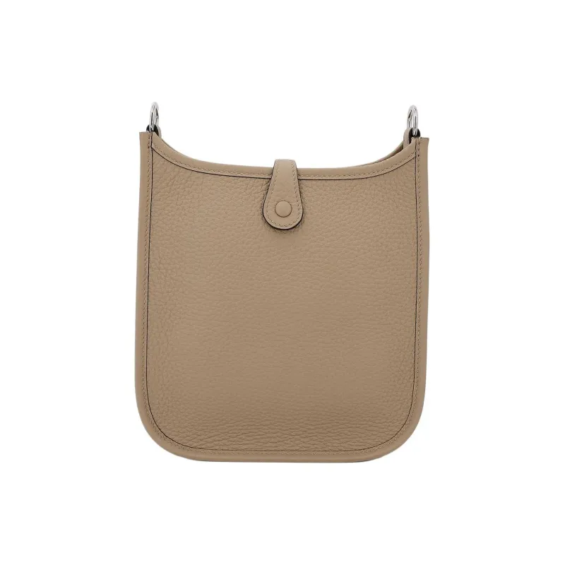 HERMES Evelyne Clemence Cow Leather Shoulder Bag, Crossbody Bag Mini Women's Marfa Beige-4