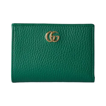 GUCCI GG Marmont Leather Card Holder Wallet Women's Green