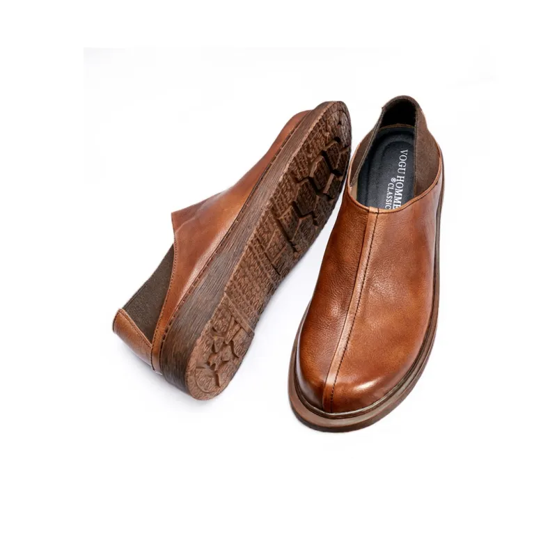 Voguhomme Men's Casual Shoes Men Low Top Brown/Black-7