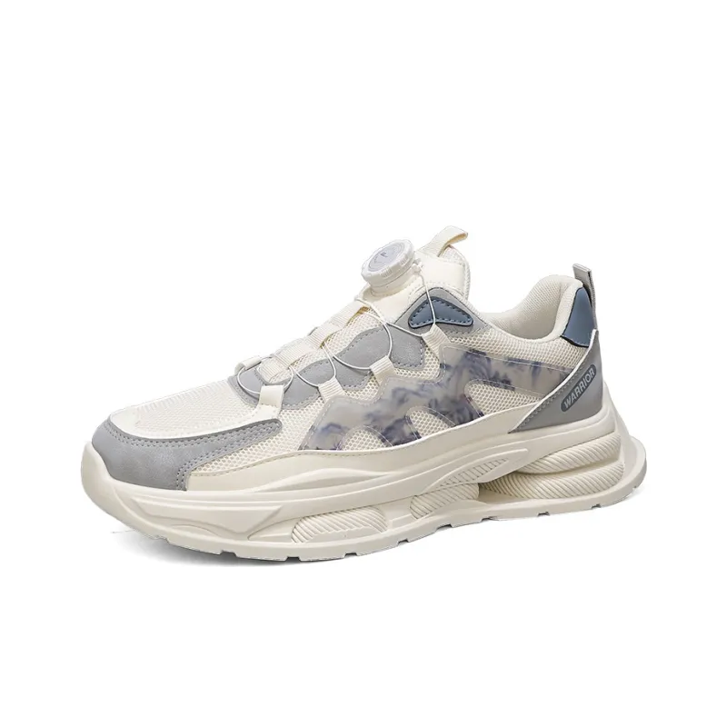 WARRIOR Chunky Sneakers Men Low Top Beige/Gray/Blue-2