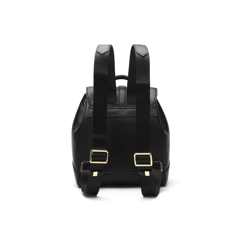 Satchi Cow Leather Backpack Small Size Women's Black-3