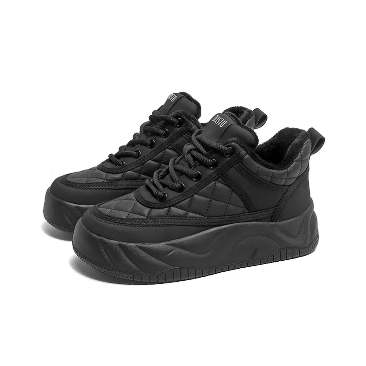 DUSTO Thermal Slip Resistant Cushioning Abrasion Resistant Height Increasing Mid Top Skateboard Shoes Women's-2