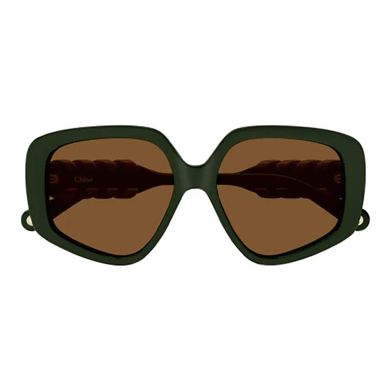 Chloe Irregular Shape Sunglasses Men's Green-1