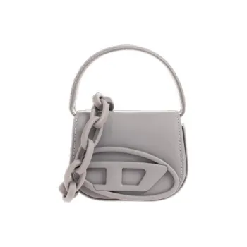 DIESEL Cow Leather Crossbody One Shoulder Handbag Women's Gray