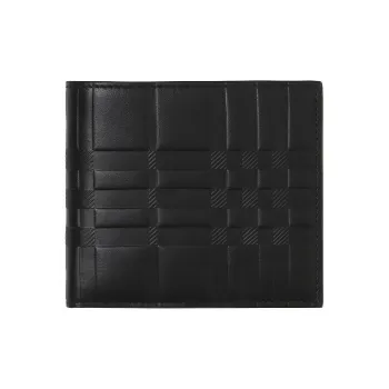 Burberry Leather Double-Fold Money Clip Double-Fold Wallet Men's Black