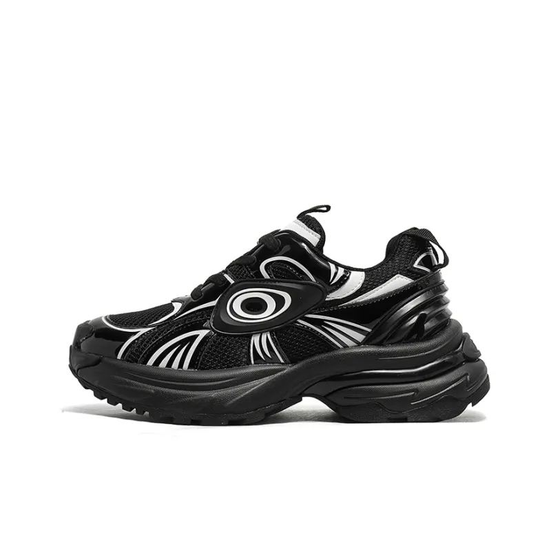NICESS Moisture Wicking And Breathable Low Top Chunky Sneakers Unisex Black-0