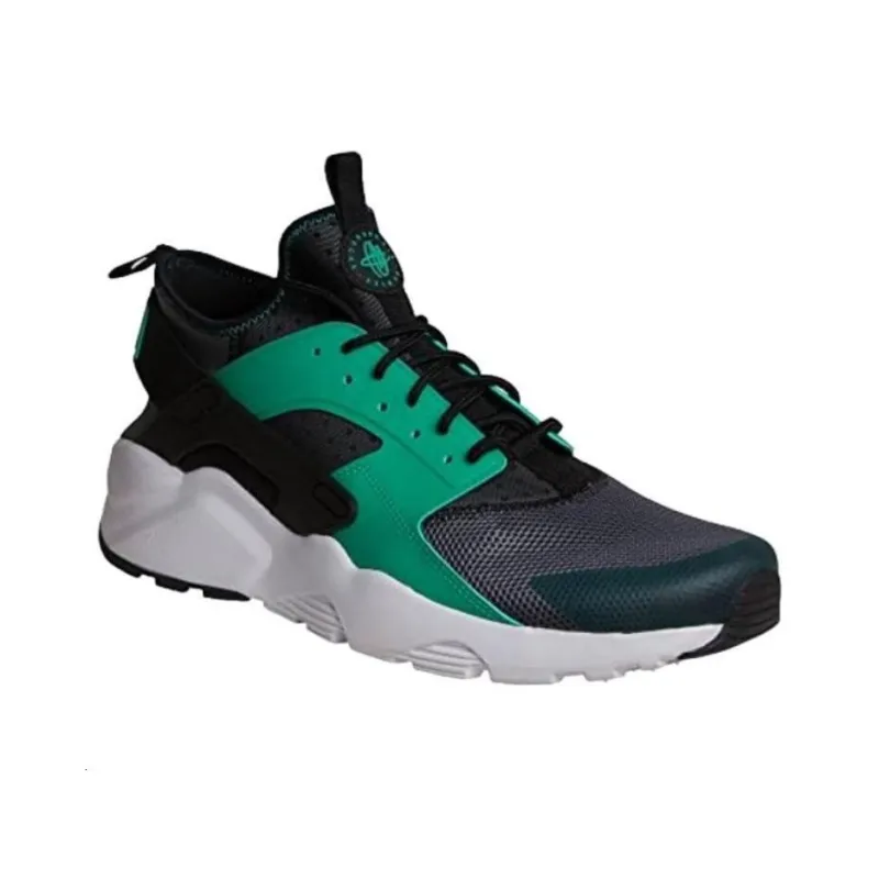 Nike Air Huarache Cushioning Slip Resistant Low Top Running Shoes Men's Black White Green-1