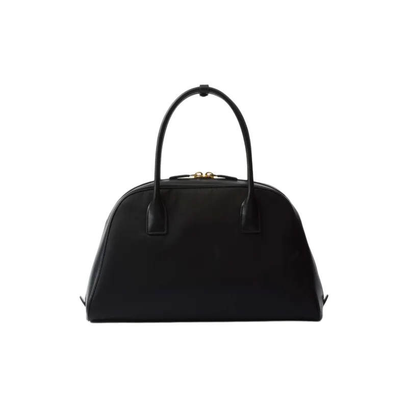 PRADA Recycled Nylon With Patchwork Leather Handbag Large Size Women's Black-2