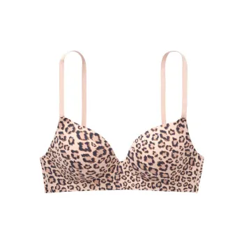 Victoria's Secret INCREDIBLE Collection 6940 Gathering Wireless Push Up Bra Women's Nude Leopard Print