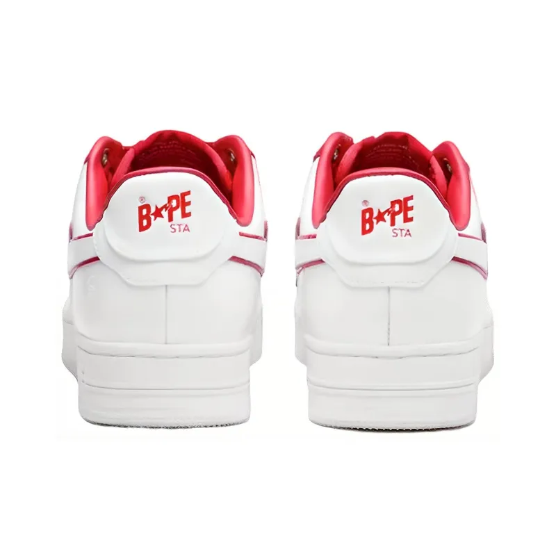 A BATHING APE STA Stylish Skateboarding Shoes Women's White Red-3