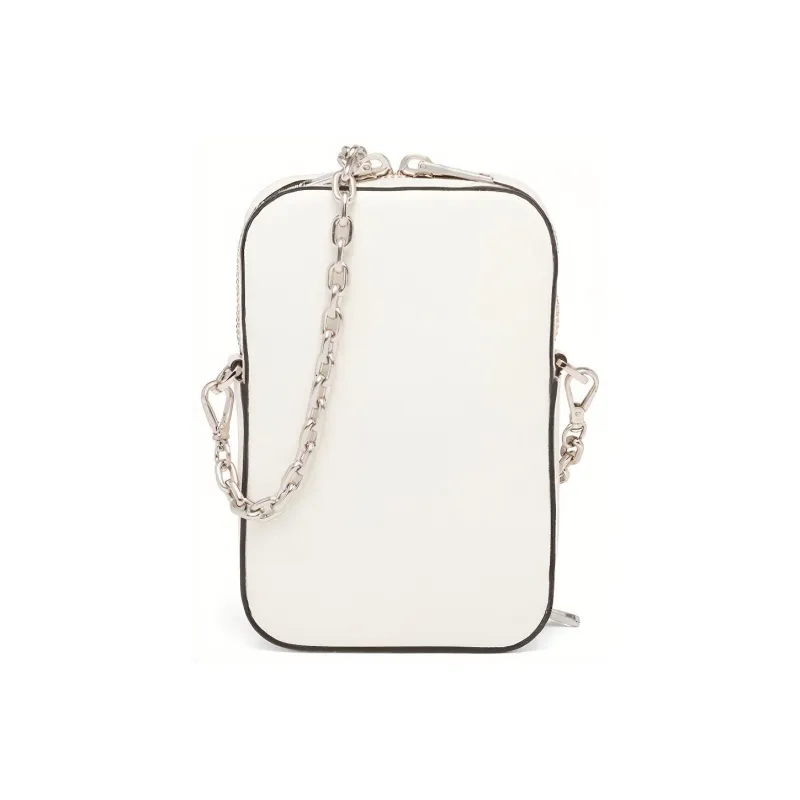 PRADA Leather One Shoulder Handbag, Crossbody Bag Mini Women's White-2