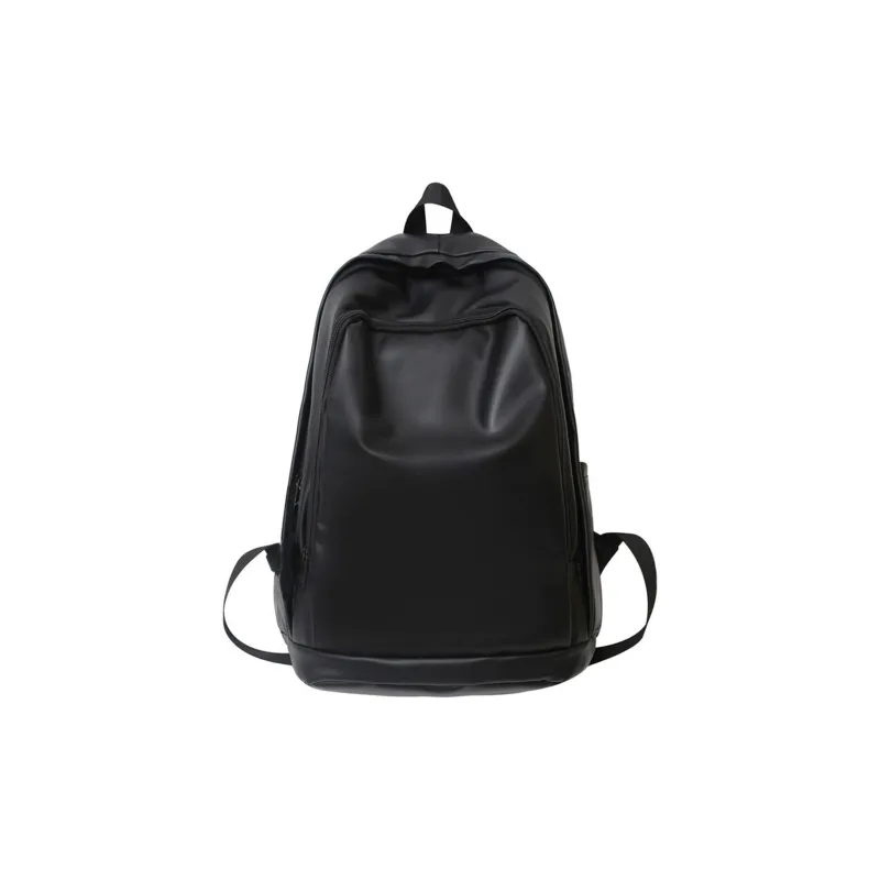 Slazenger Minimalist Soft Leather Travel Student Backpack Unisex Black/White Dark Brown-0