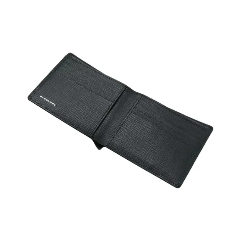 Burberry Leather Double-Fold Money Clip Double-Fold Wallet Men's Black-5