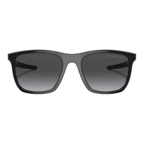 PRADA Nylon Irregular Shape Sunglasses Women's Black