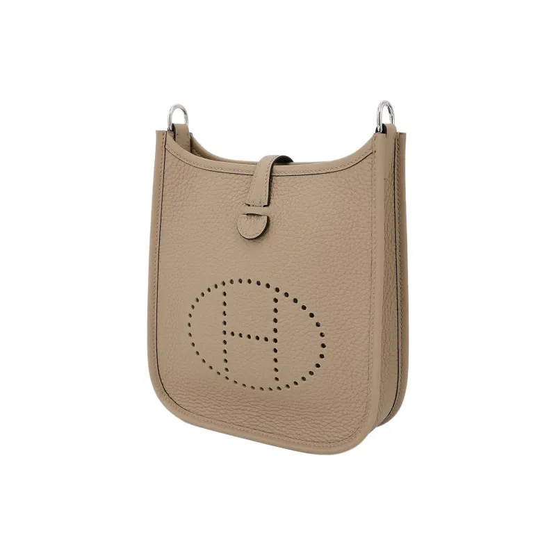HERMES Evelyne Clemence Cow Leather Shoulder Bag, Crossbody Bag Mini Women's Marfa Beige-1