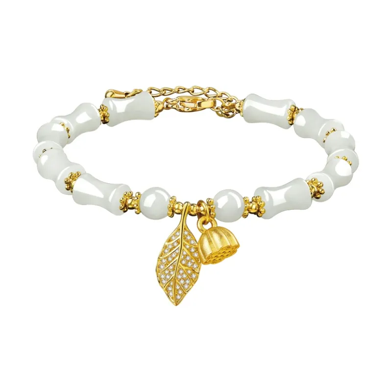SGE Hetian Jade Bracelets Women's Pale Greenish White Jade-5