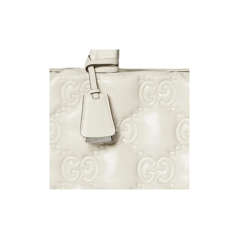 GUCCI GG Matelassé Leather Tote Bag Shopping Bag Shoulder Bag Handbag Large Size Women's White-7