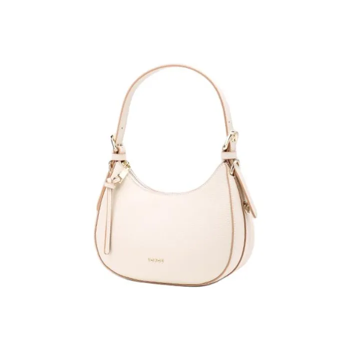 HONGU Genuine Leather Shoulder Bag Handbag Small Size Women's Ecru-1