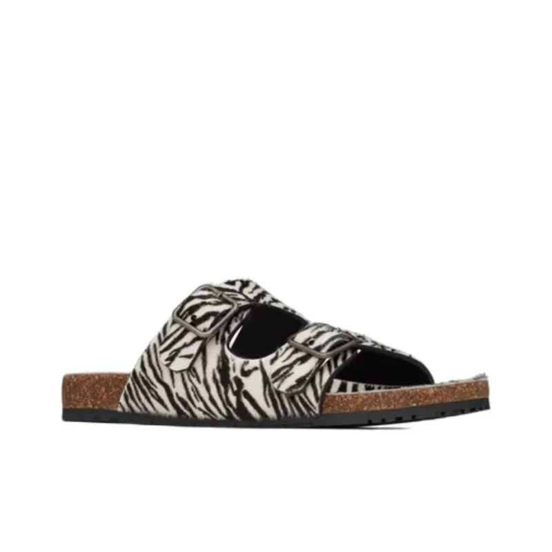 SAINT LAURENT Rubber Sole Stylish Sandal Women's Black White-2