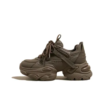 SNOWELF Chunky Sneakers Women's Low Top Maillard Style Coffee/Black