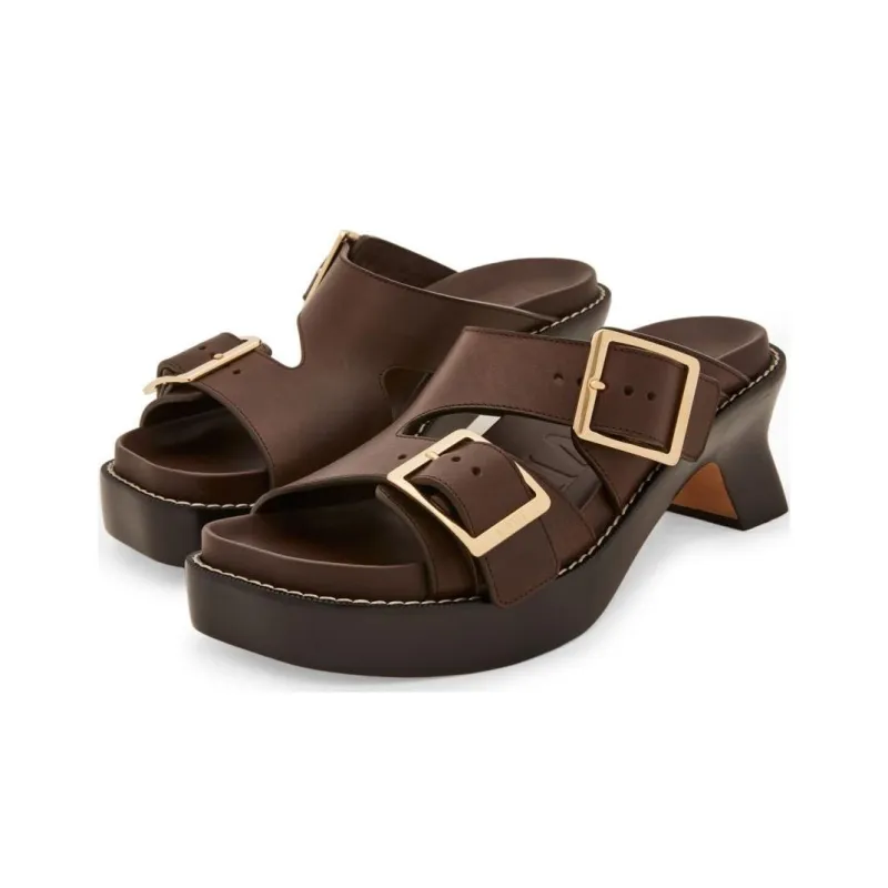 LOEWE 70mm Buckled Leather Mules-2