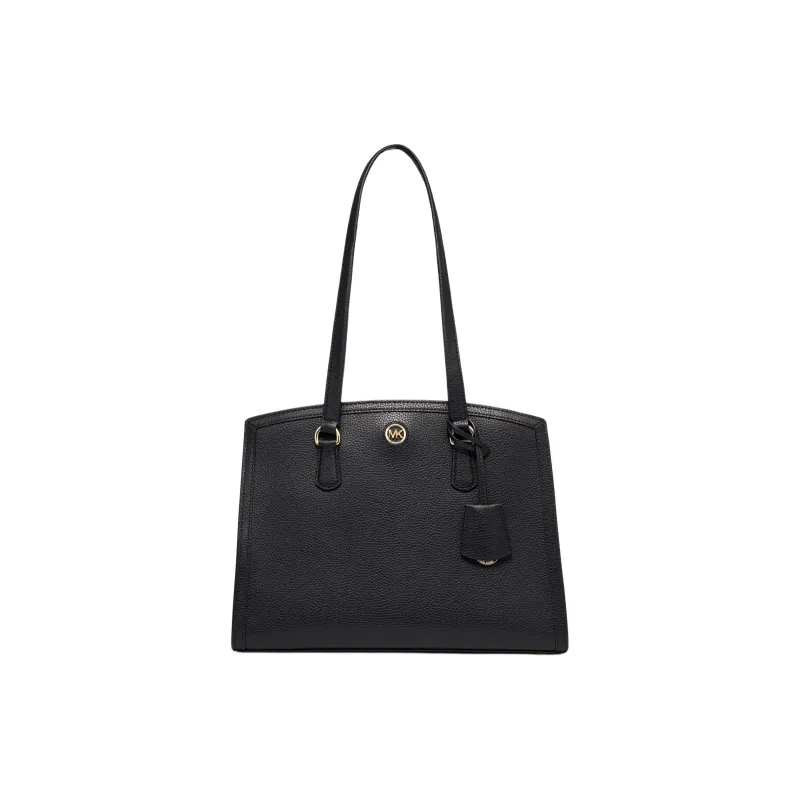 MICHAEL KORS Chantal Split Cow Leather Tote Bag, Shopping Bag, Shoulder Bag, Handbag Medium Size Women's Black-0