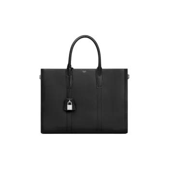 CELINE Cabas Soft Cow Leather Shoulder Bag, Crossbody Bag, Handbag Medium Size Men's Black