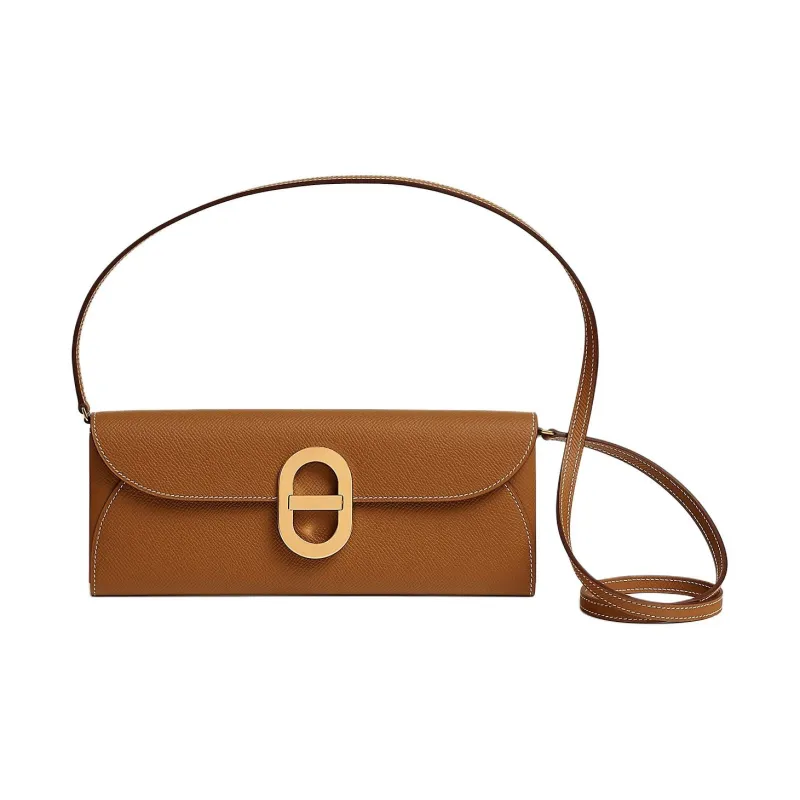 HERMES Chaine D'Ancre To Go Epsom Leather Pig Nose Bag Wallet Women's 37 Gold Gold Brown-0