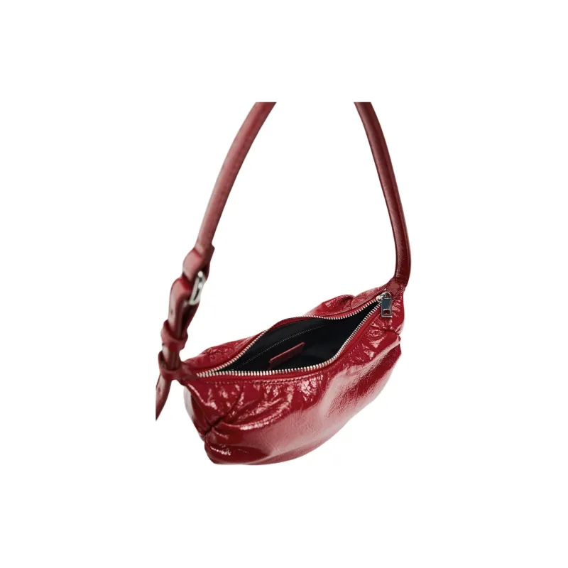 ZARA Polyurethane Shoulder Bag, Handbag, Shoulder Bag Women's Red-4