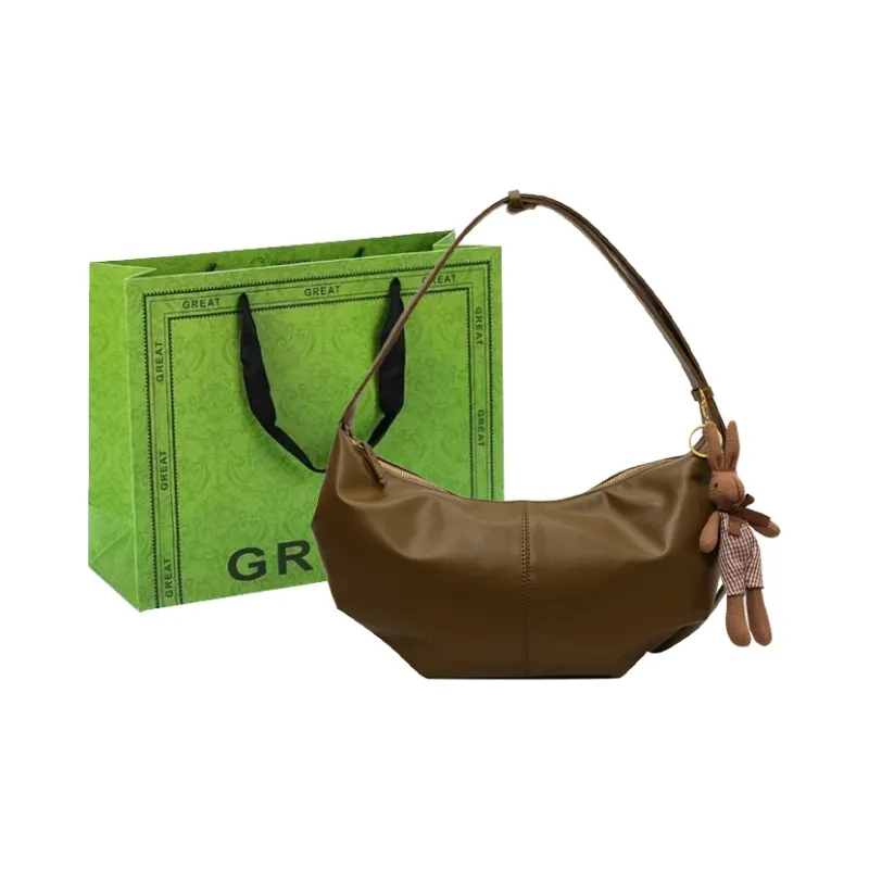 RUIPAI PU Water Dumpling Shoulder Bag Women's Black/Ecru/Coffee/Brown/Green-32