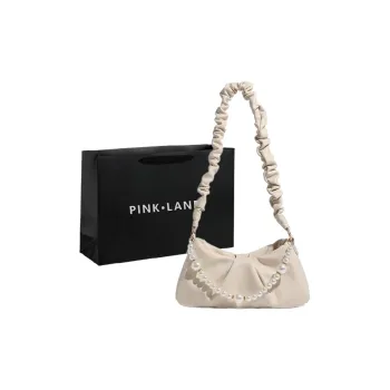 PINK·LAND PU Shoulder Bag Crossbody Portable Small Bag Shoulder Bag Regular Women's Ecru/Black