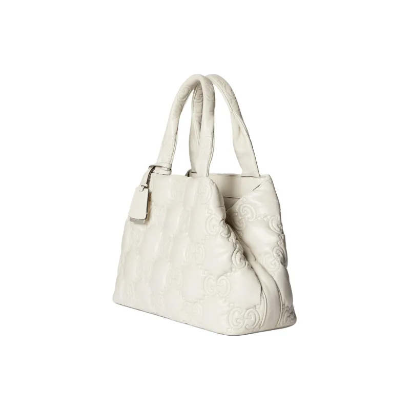 GUCCI GG Matelassé Leather Tote Bag Shopping Bag Shoulder Bag Handbag Large Size Women's White-1