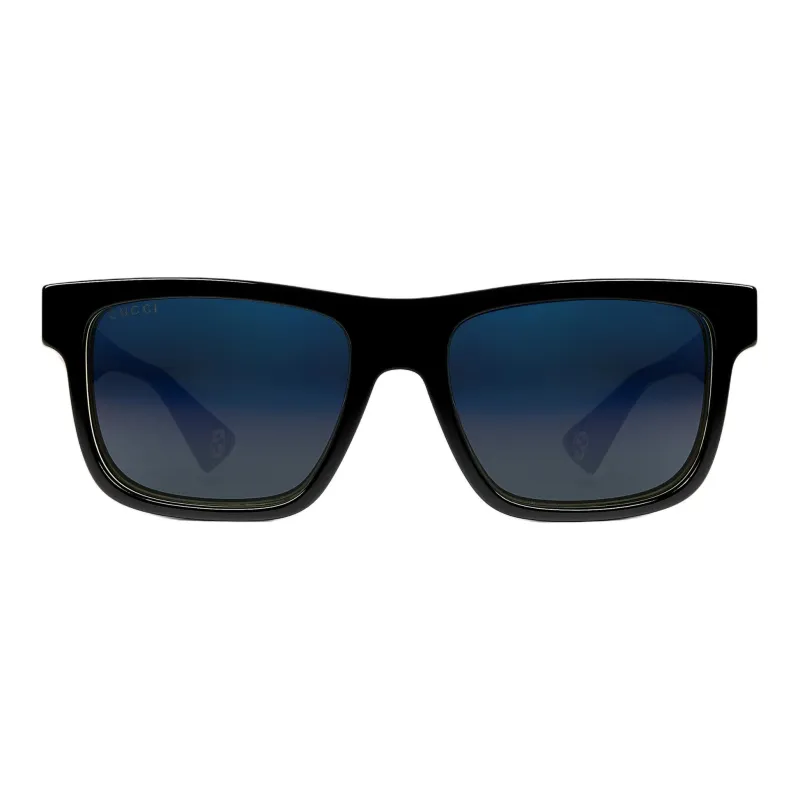 GUCCI Acetate Enamel Rectangular Sunglasses Men's Black-1